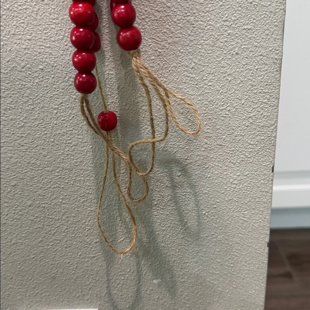 Red Wood Beaded Garland - set of 4 strands - approx 110 inches each